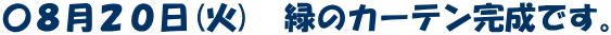 〇８月２０日(火)　緑のカーテン完成です。