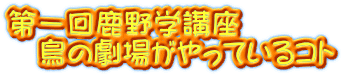 第一回鹿野学講座 鳥の劇場がやっているコト